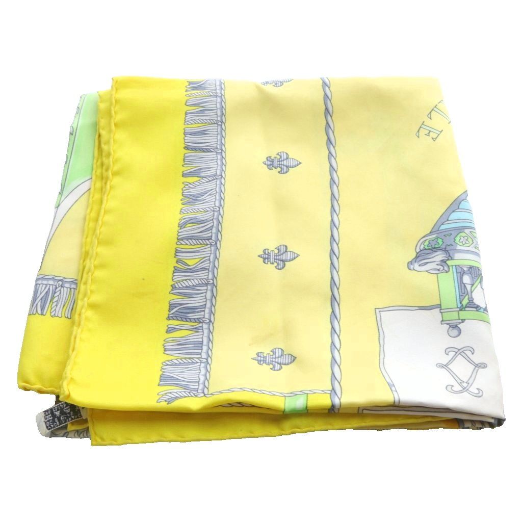 エルメス HERMES VUE DU CAROSSE DE クイーンの戴冠式 スカーフ 黄色 イエロー カレ90