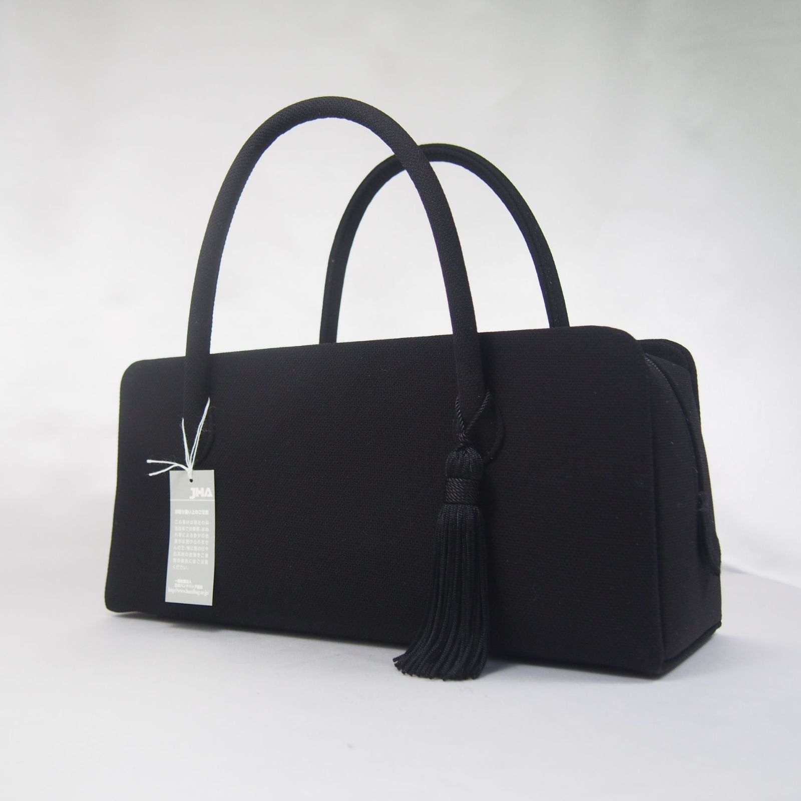 日本製 慶弔 利休 横長ブラックフォーマル ボストンバッグタッセル付 