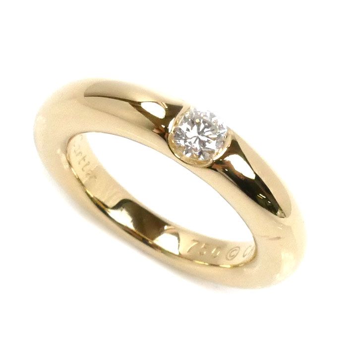 CARTIER カルティエ K18YG イエローゴールド エリプス リング 指輪 ダイヤモンド0.25ct 9号 49 9.1g レディース