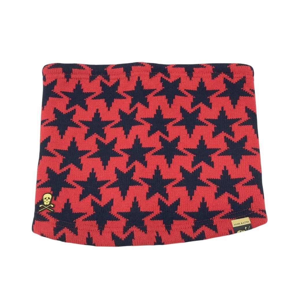 MARK&LONA マークアンドロナ ネックウォーマー 星 総柄 レッド系 F