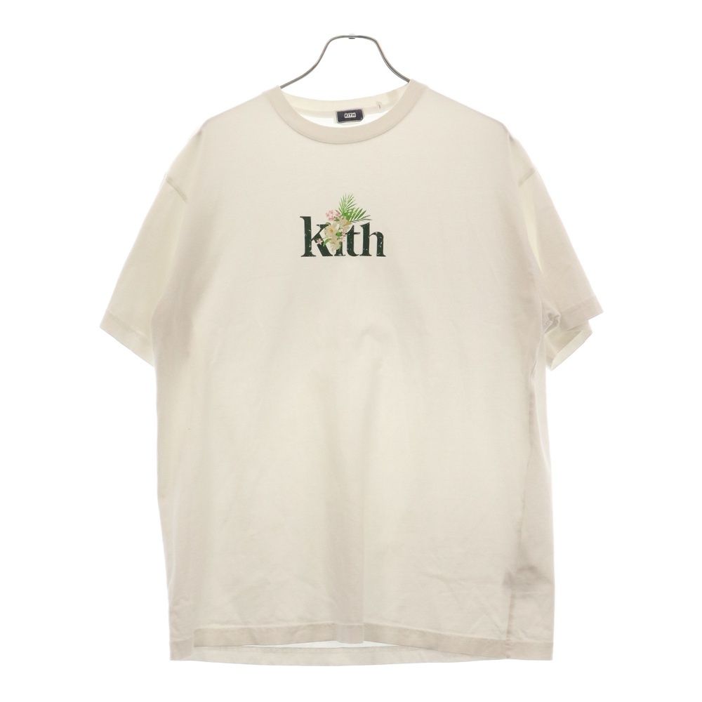 KITH (キス) Green Corsage Tee KH030088 グリーンコサージュロゴプリント半袖Tシャツ ホワイト