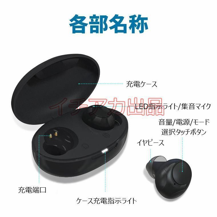 送料無料ワイヤレス イヤホン型 USB充電式 集音器 両耳/片耳 超軽量