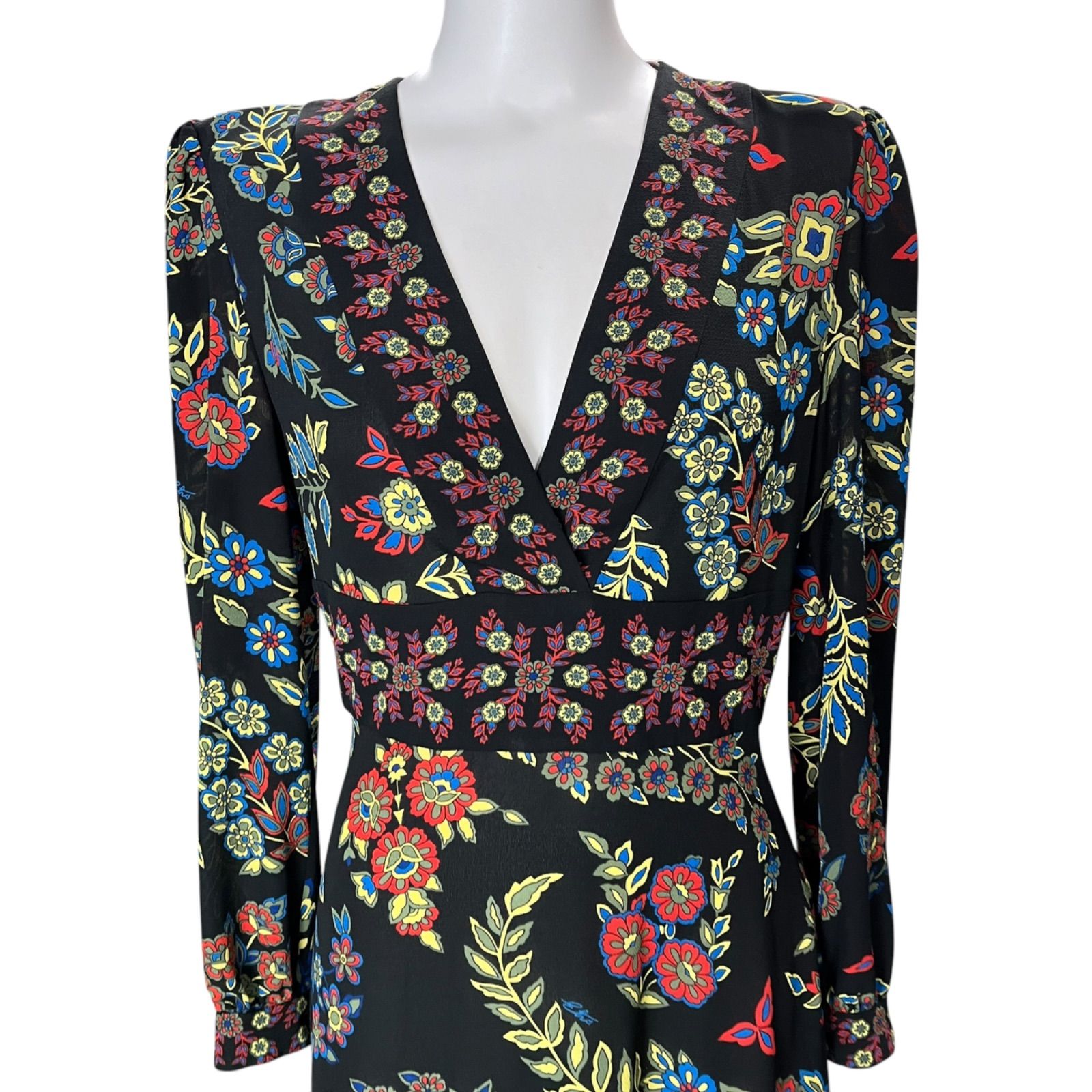 美品 エトロ ETRO フローラル 花柄 ブラック ロング、マキシ  