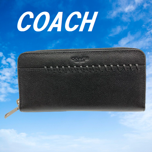 COACH 長財布 ベースボール ステッチ レザー ブラック openenergie.fr