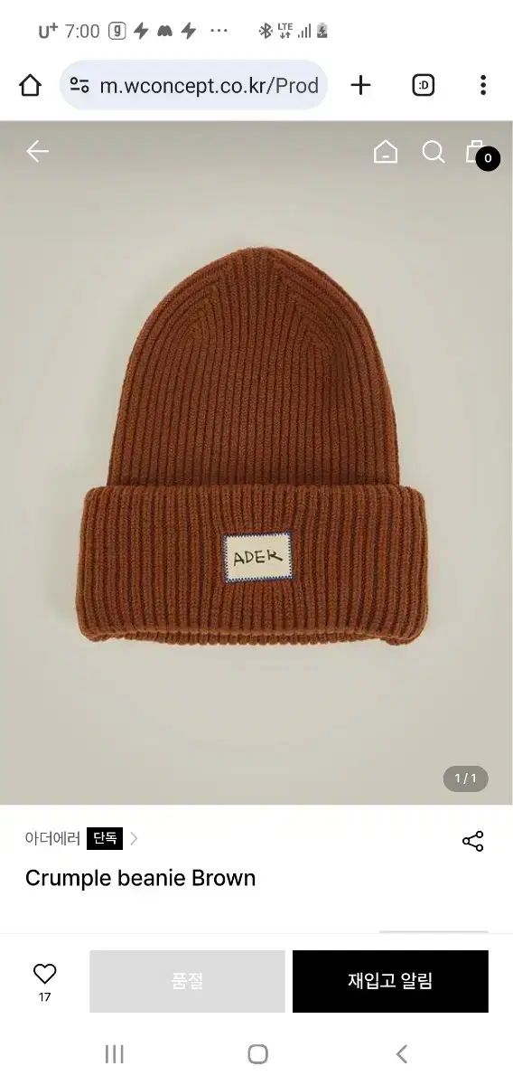 ADER ERROR アーダーエラー ビーニー crumple beanie