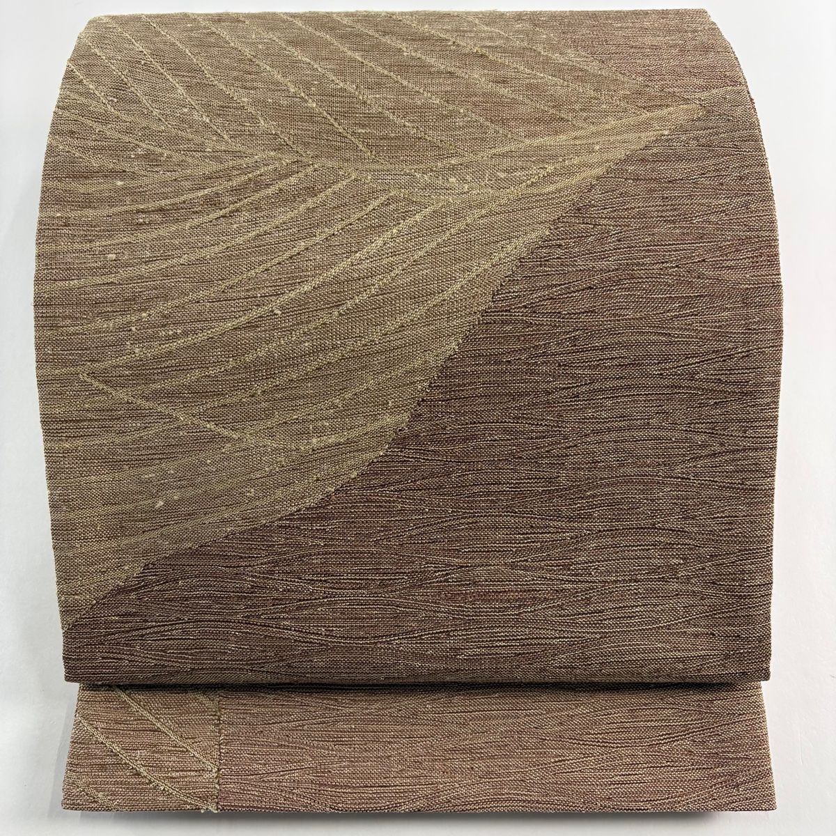 袋帯 秀品 やまと 幾何学 薄茶色 全通 正絹