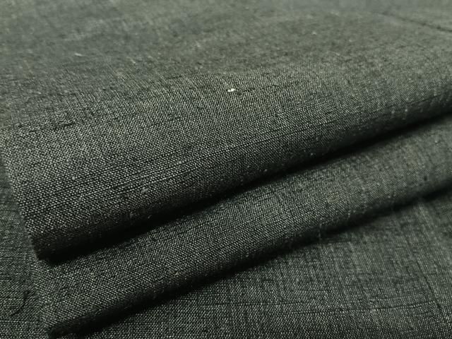 平和屋着物○男性 紬 アンサンブル 色無地 藍墨茶色 正絹 逸品