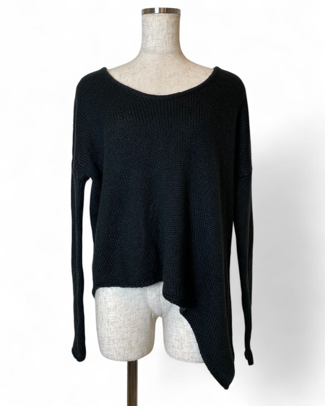 美品✨HELMUT LANG ニット 変形 アシンメトリー 黒 S HELMUT_LANG ヘルムートラング アシンメトリーニット モヘヤ混