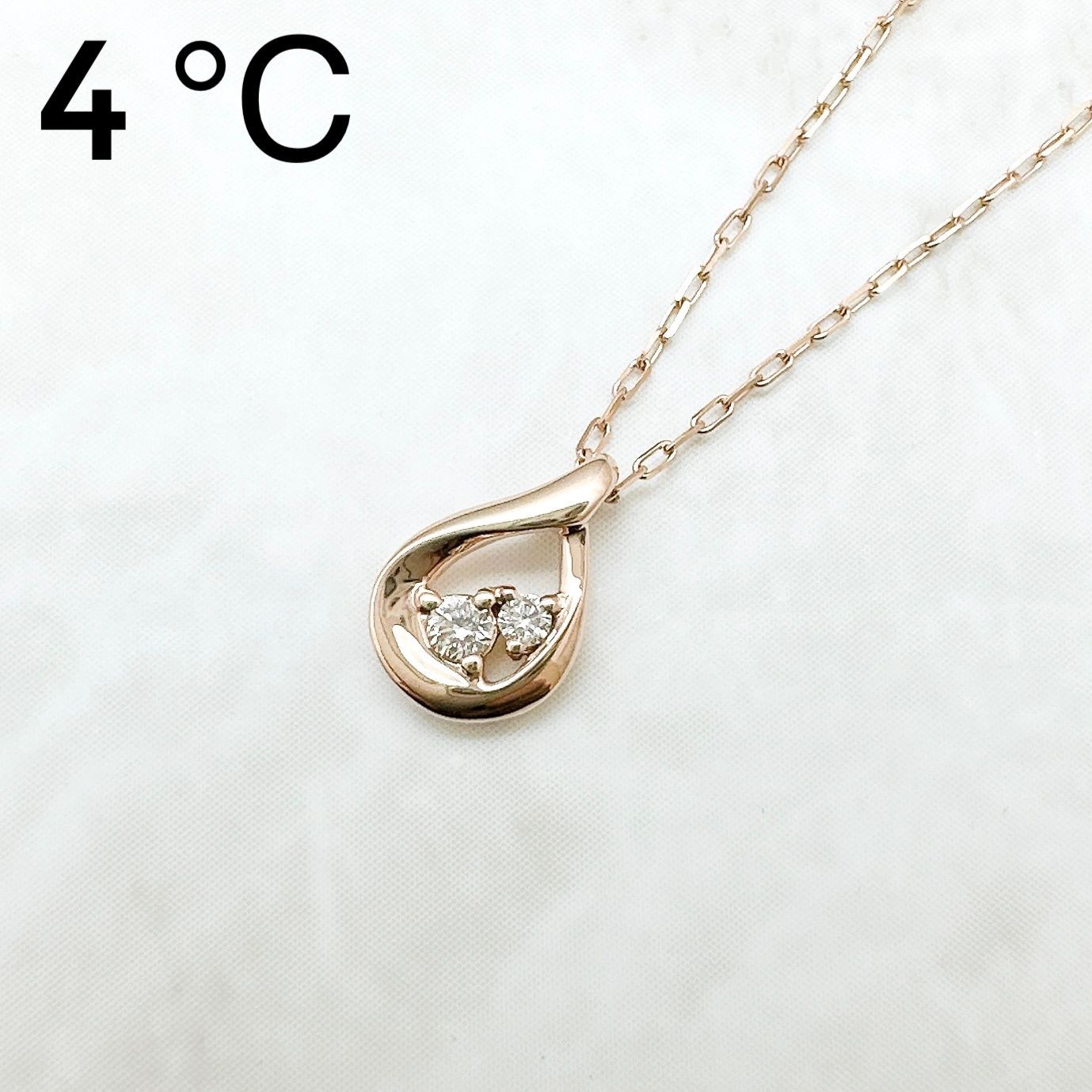 アイボリー×レッド 4℃ クロスモチーフネックレス 18K ピンクゴールド