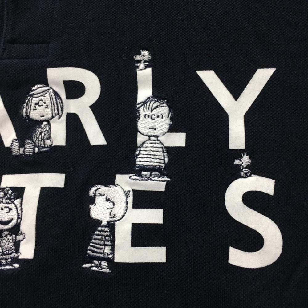 パーリーゲイツ×PEANUTS 半袖ポロシャツ ネイビー×白 スヌーピー