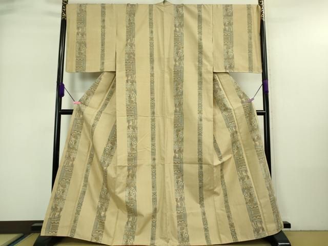 平和屋着物□極上 本場眞綿結城紬 壁画文様 やまと誂製 証紙付き 逸品  