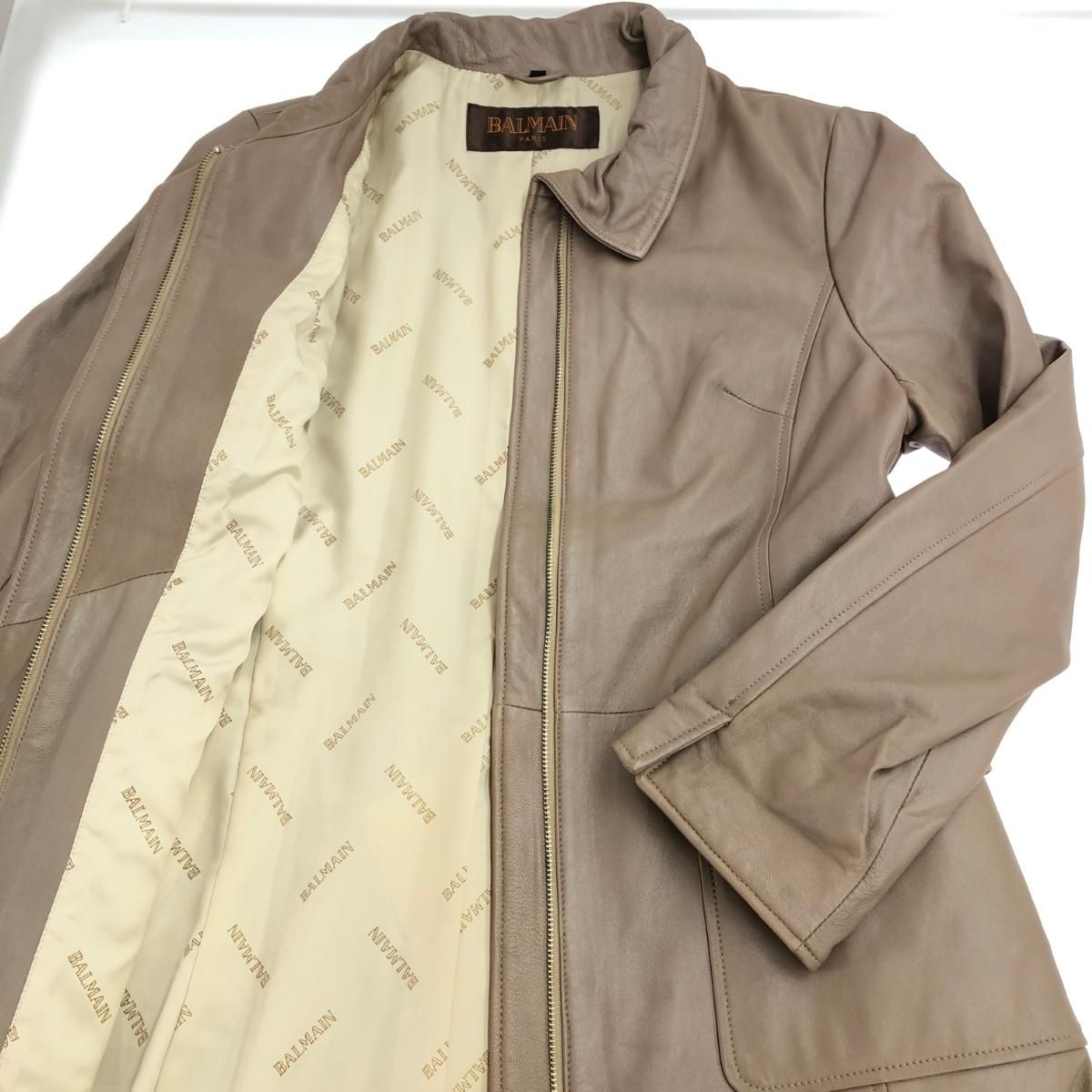 BALMAIN ✨羊革✨ラムベージュ✨レザー✨コート✨13AR✨革✨ BALMAIN ✨羊革✨ラムベージュ✨レザー✨コート✨13AR✨革✨