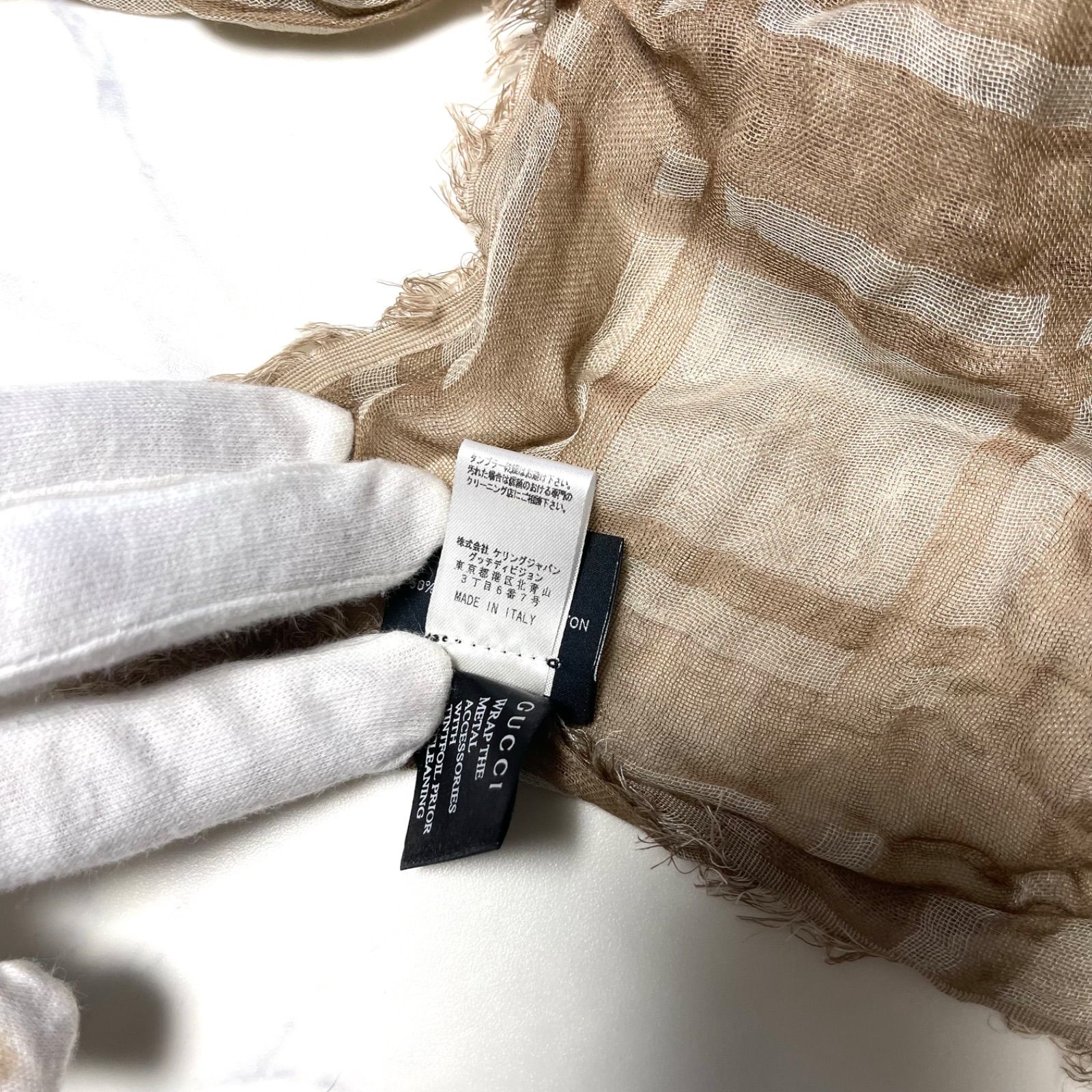 GUCCI グッチ スカーフ GG ベージュ系 GUCCI グッチ スカーフ GG ベージュ系 GUCCI ベージュ シルク