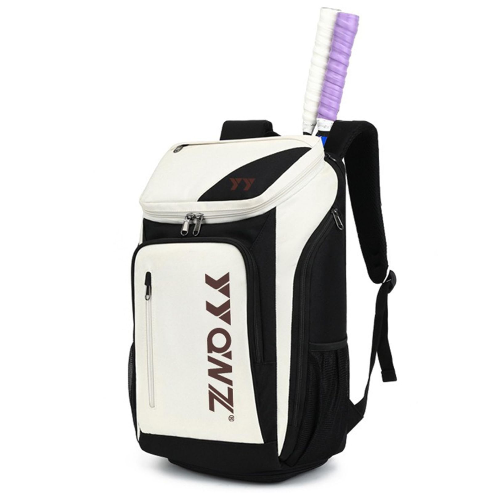 Color ベージュ FMAFNLY バドミントンラケットバッグ テニス ラケットケース バックパック スポーツ 3本収納 防水生地 靴収納 旅行用 多機能型 大容量 ベージュ