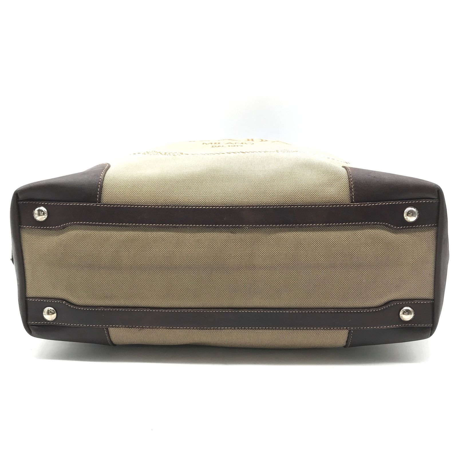 PRADA プラダ 三角ロゴ ジャガード キャンバス レザー トート  