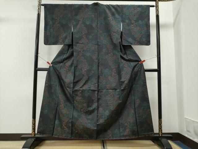 平和屋着物□本場染大島紬 枝花文 正絹 逸品 未使用 BAAT1697yc