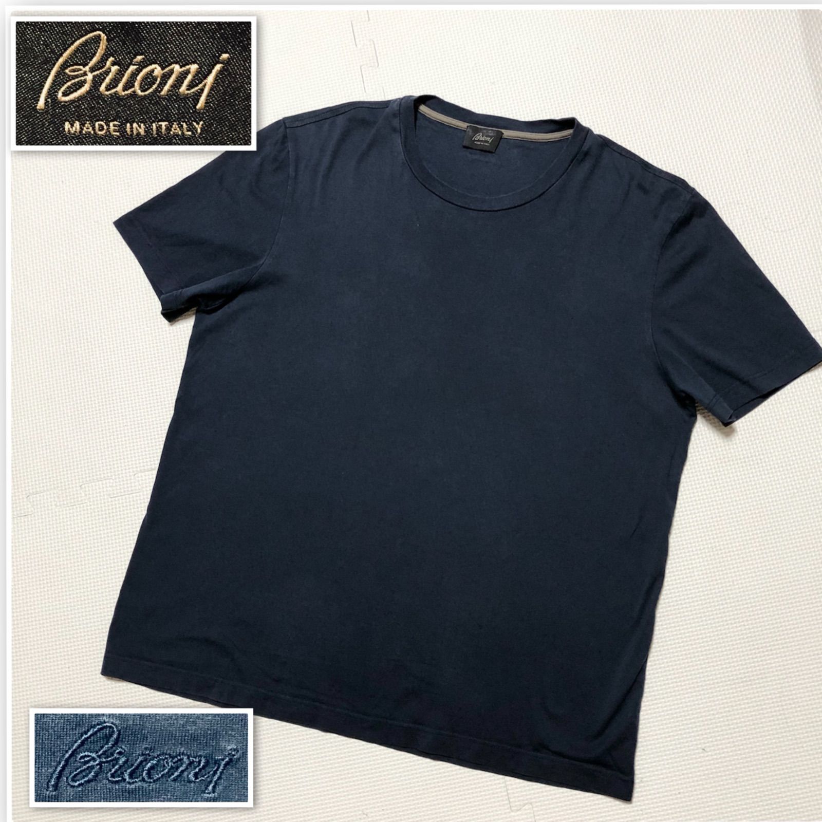 Brioni ダークブルー 半袖シャツ S