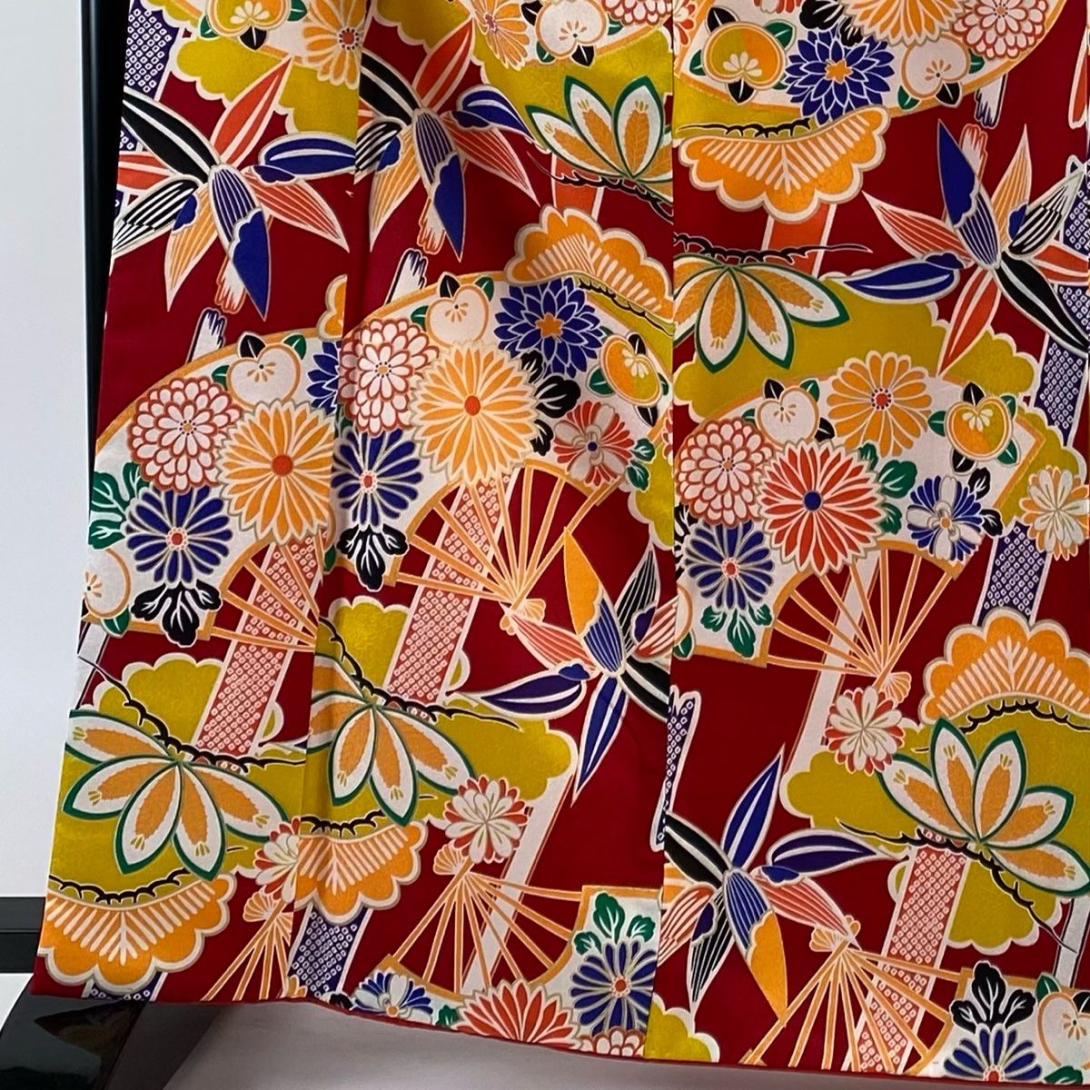 振袖 溜め込む 身丈170cm 裄丈68cm L 袷 桜 御所車 金彩 金糸 黒 正絹 美 