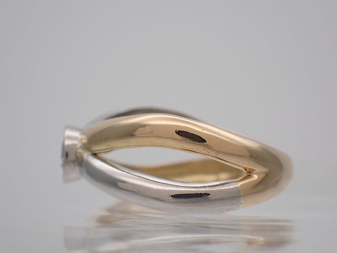 K18 Pt900 イエローゴールド プラチナ コンビ ダイヤリング 0.16ct 9号  