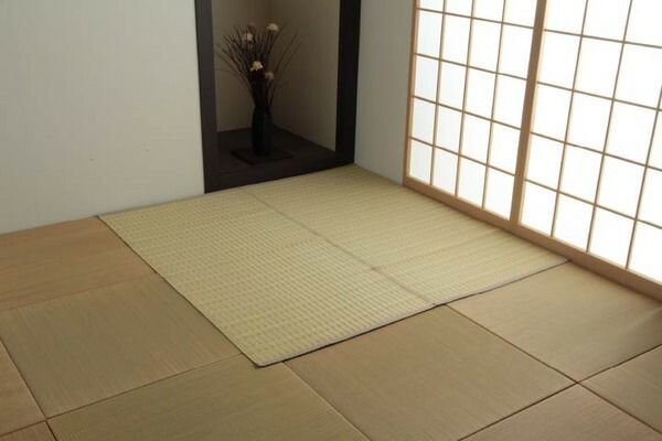 い草 ラグ 江戸間4.5畳 カーペット | 洗える ござ 4.5畳 江戸間 ベージュ ラグマット⁄絨毯 マット 風 約261×261cm 花ござ 江戸間8畳|ファミリー・ライフ公式通販