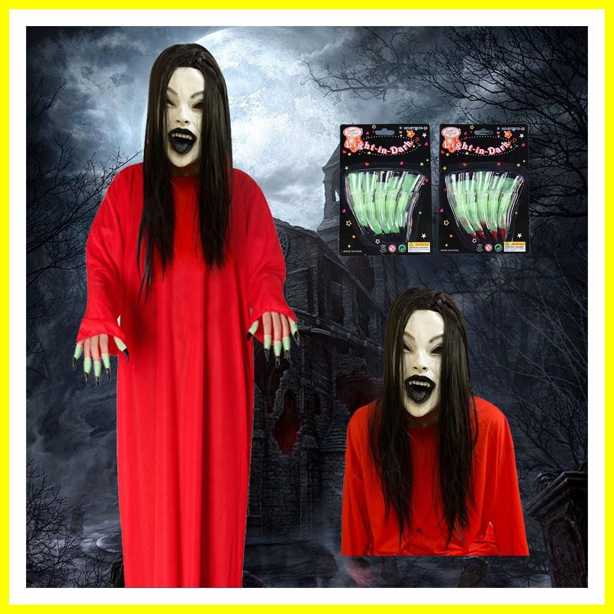 人気商品】黒爪 マスクハロウィン幽霊 鬼女 おばけ コスプレ 幽霊 仮装