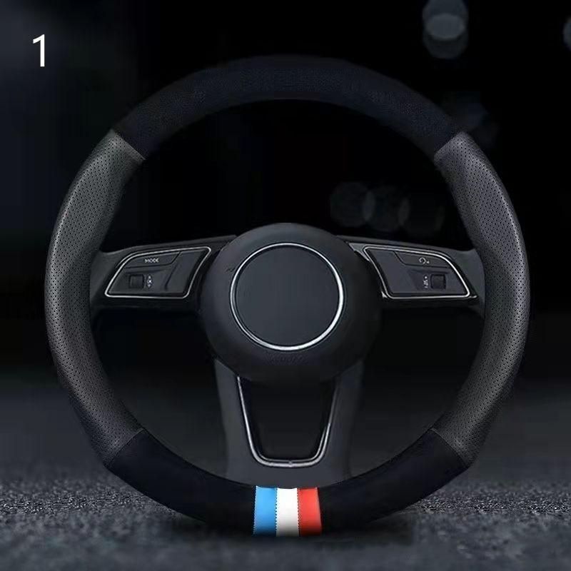 ハンドルカバー 軽自動車 O型/D型 パンチングレザー 3色運動風 高級感 ステアリングカバー 通気性 ドレスアップ カー内装用品 簡単取付