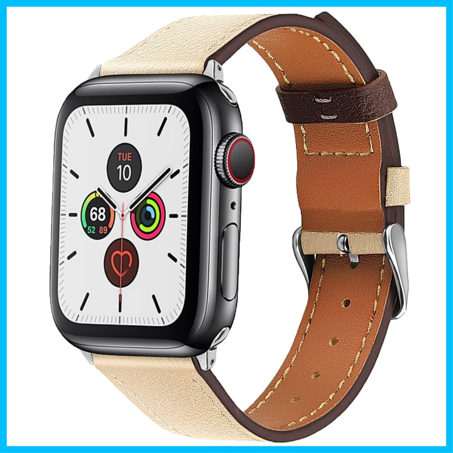 【特価商品】メンズ レディース（ベージュ,41mm 牛革 アクセサリー Watch Watch Watch Apple 40mm Apple  Apple バンド iWatch 対応 8/SE2/7/6/SE/5/4/3/2/1 Series 38mm） 交換ベ