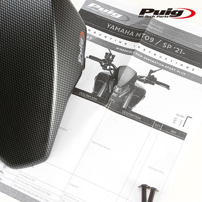 Puig 20643C NEW GENERATION SPORT PLUS [CARBON LOOK] YAMAHA MT-09 (21-23) MT-09  SP (21-23) プーチ スクリーン カウル - 中野