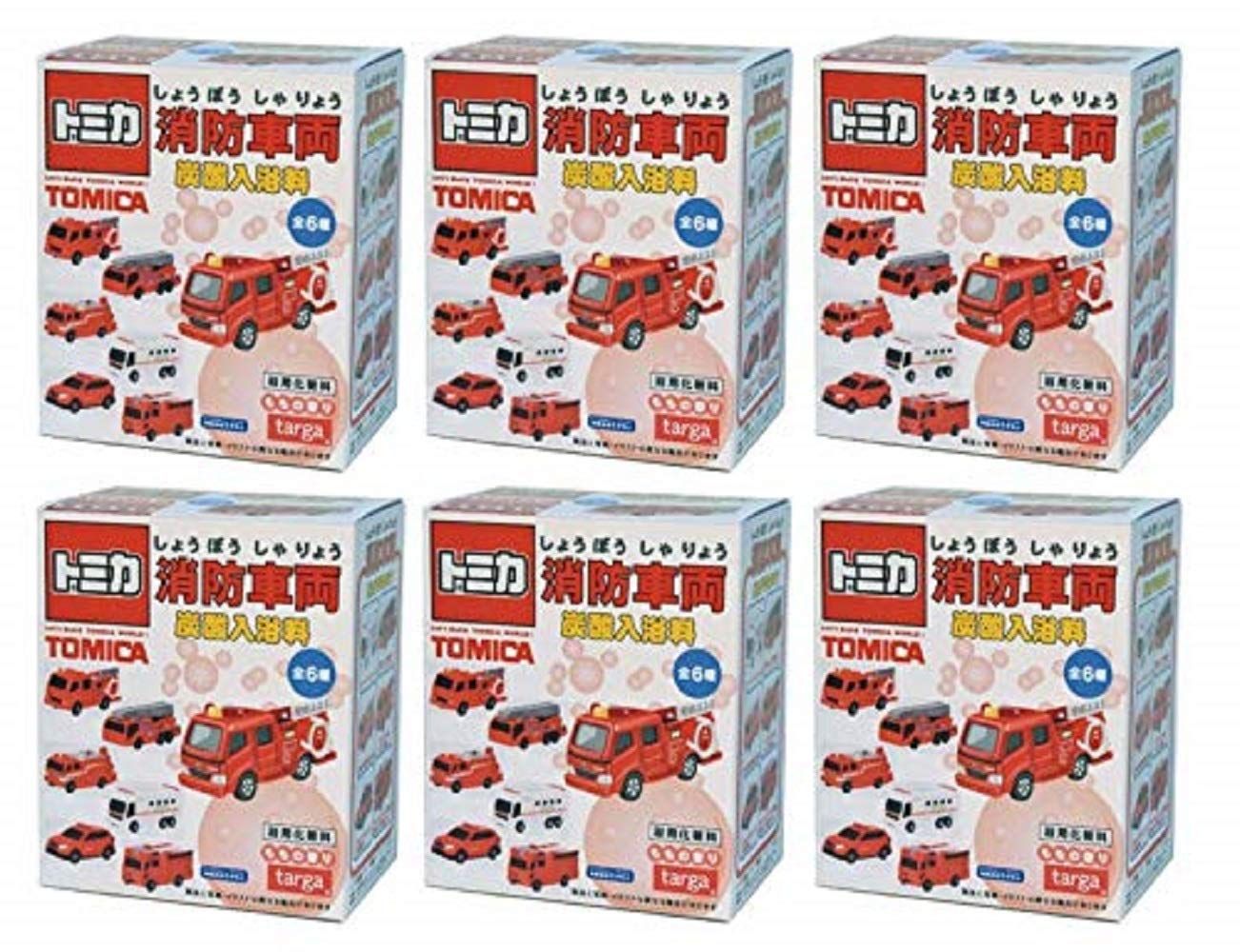 タルガ 【全6種類セット】トミカ消防車両 炭酸入浴料 ミニトミカ入り ももの香り 6個セット 