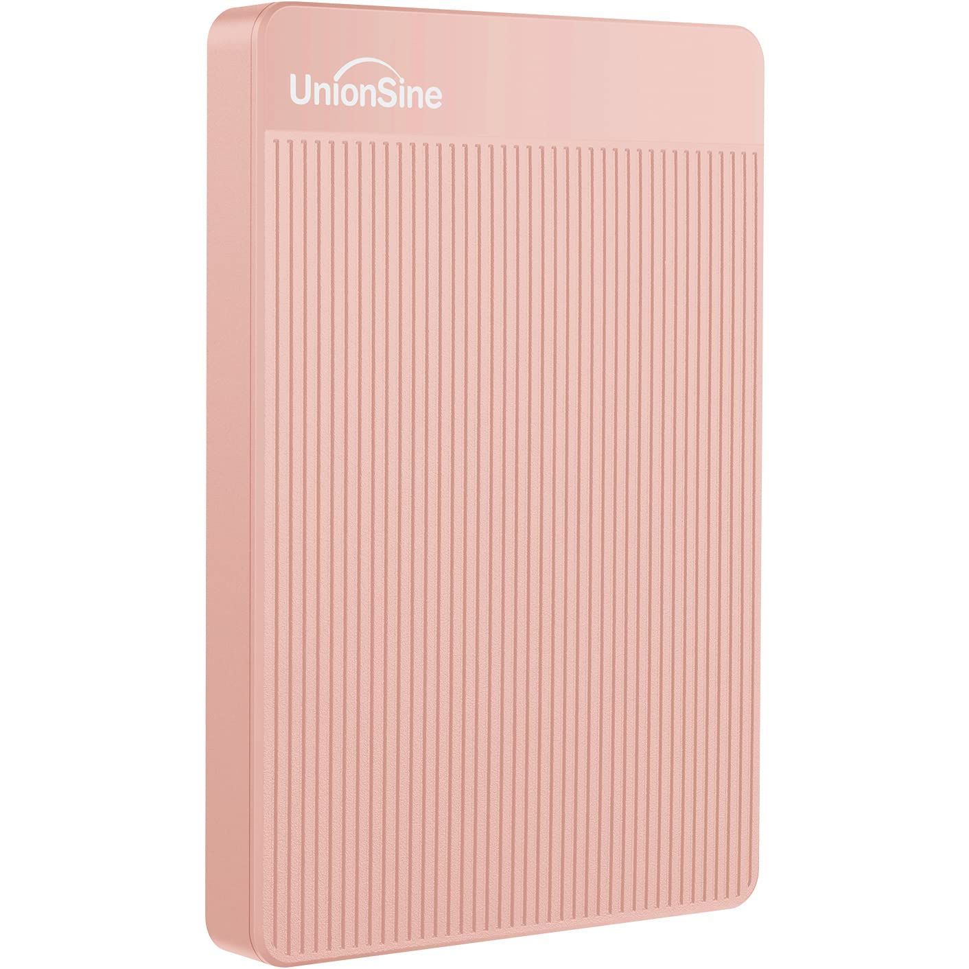 【クーポン有】超薄型外付けHDD ポータブルハードディスク UnionSine 500GB 2.5インチ USB3.0に対応 PC/Mac/PS4/XBox適用 (ピンク）HD2510