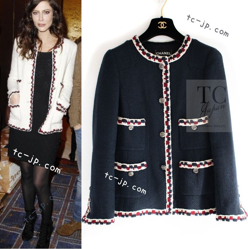 シャネル ジャケット CHANEL ネイビー クロシェット ブレイド シャネル ジャケット CHANEL ネイビー クロシェット ブレイド