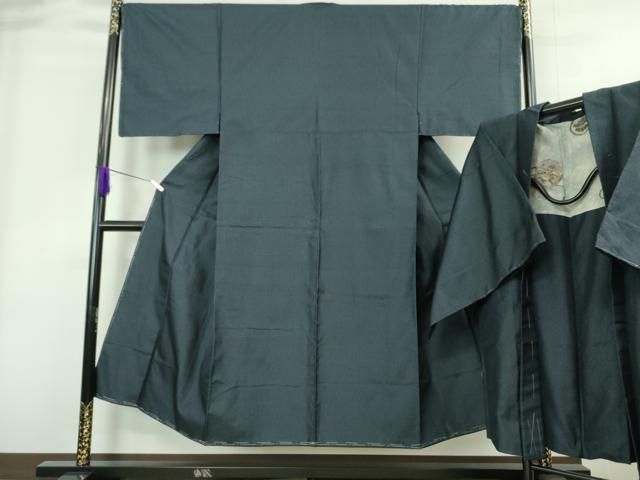 平和屋着物 上 男性 お召 アンサンブル 亀甲柄 藍鉄色地 ♥ DZAA8521kh5