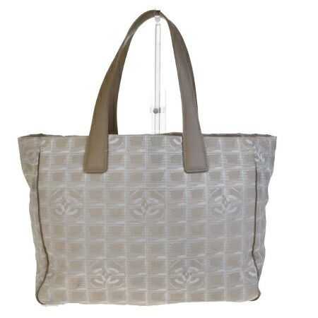 【中古】 シャネル CHANEL ニュートラベルライン トートバッグ ショルダー ハンド ココマーク ベージュ ジャカード レザー 66BD800