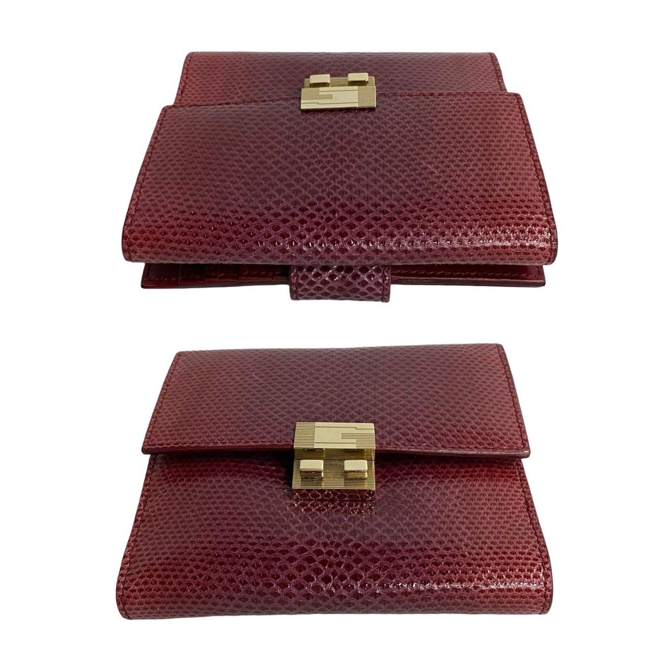 グッチ 財布 リザードレザー 二つ折り レッド 極 美品 箱 袋付き GUCCI 