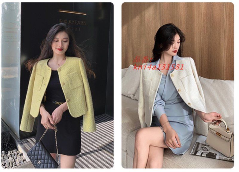 ツイードジャケット レディース ノー半袖 夏 秋 20代 30代 華やか ホワイト 40代 50代 大人 イエロー kni4a131581