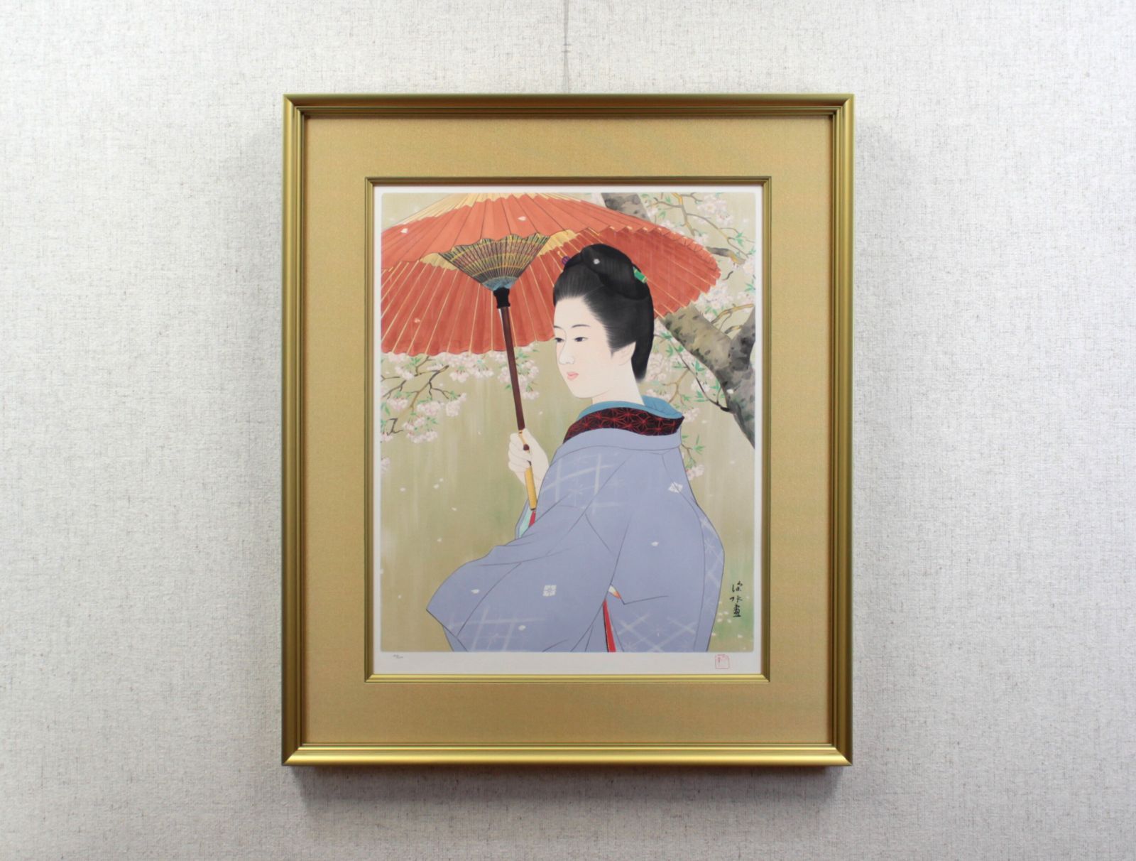 伊東深水「春雨」リトグラフ 伊東深水『春雨』リトグラフ【真作保証】 絵画 - メルカリ