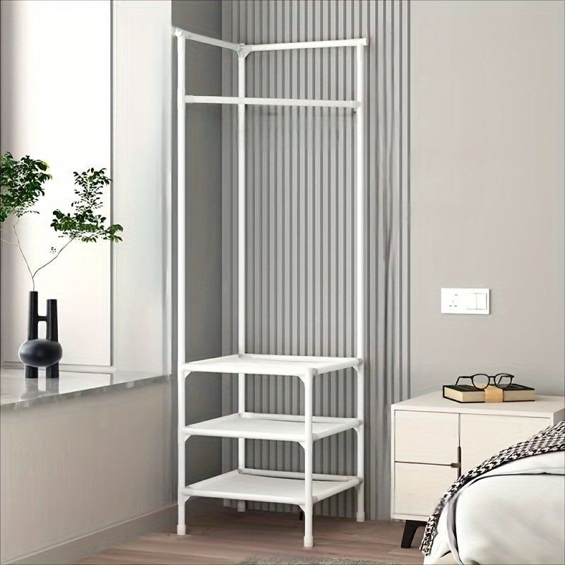 ポールハンガー ハンガーラック 北欧 おしゃれ マルチレイヤーコーナー 衣類ラック 簡単組立 寝室 リビングルーム用 スペース 節約 デザインの衣類ハンガー 収納 コーナー設置 インテリア シンプルなデザイン 寝室 リビング 玄関 脱衣所 ホワイト ブラック