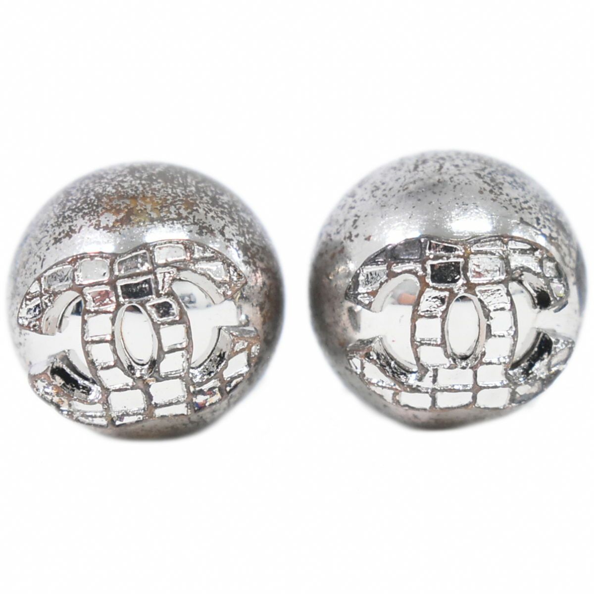 本物 シャネル CHANEL ココマーク ボール モチーフ メタル イヤリング シルバー金具 Coco Mark アクセサリー ジュエリー フォロー割