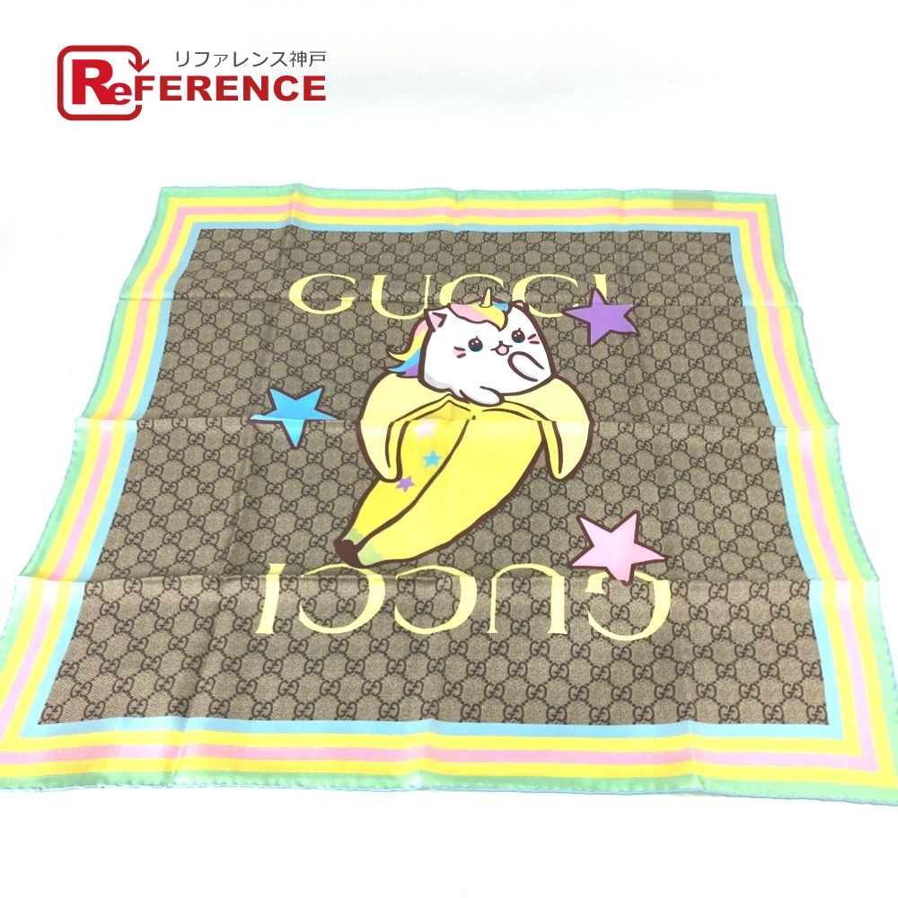 GUCCI グッチ スカーフ ばなにゃ GG レインボー 704132 シルク