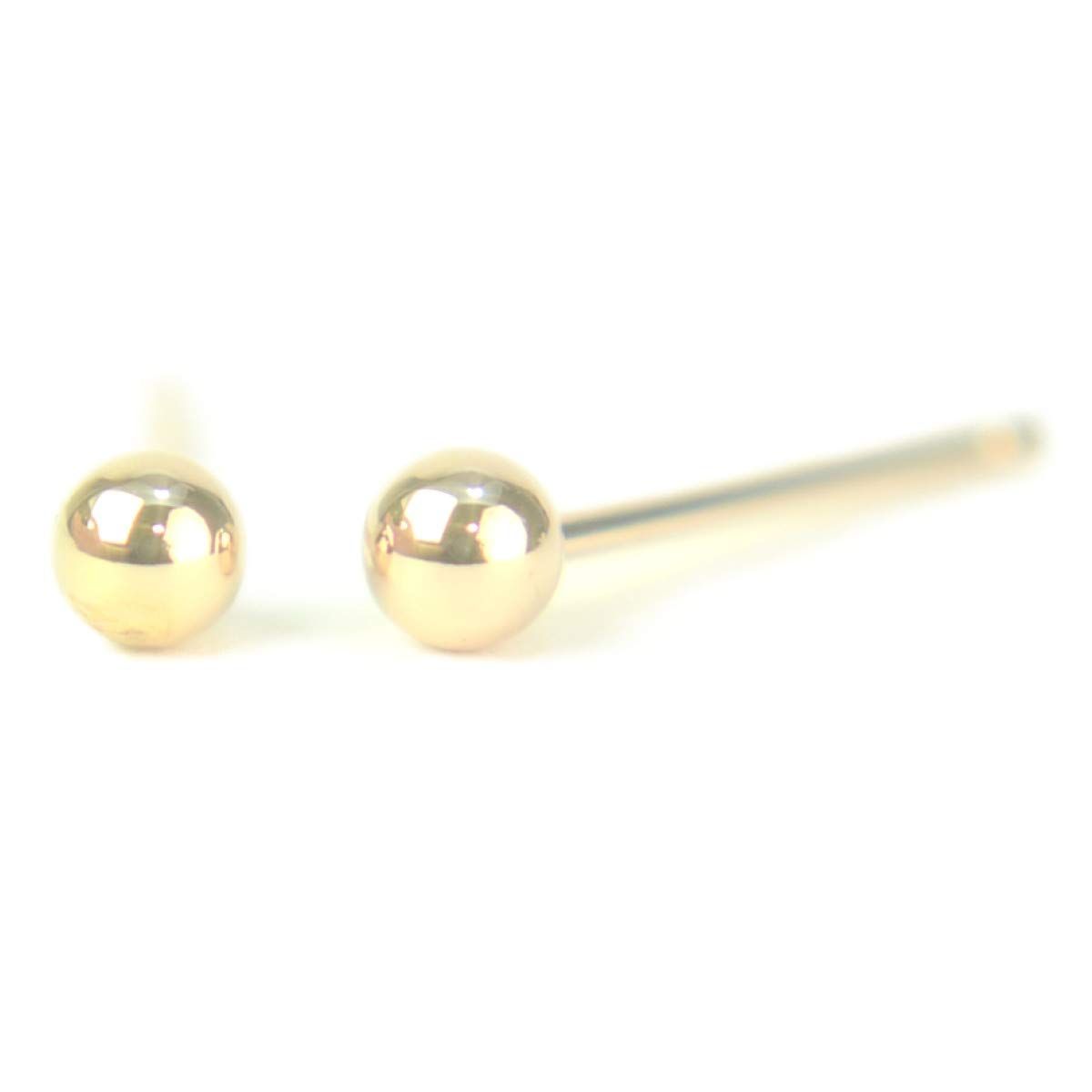 18金 18金 K18 ボールピアス 1ペア両耳販売 幅太 太さ0.8mm長さ12mm ピアス芯幅太長めタイプ 福耳 3mm yokomountain K18PGピンクゴールド丸玉ピアス 軸太 ダブルロックキャッチ大 セカンドピアス