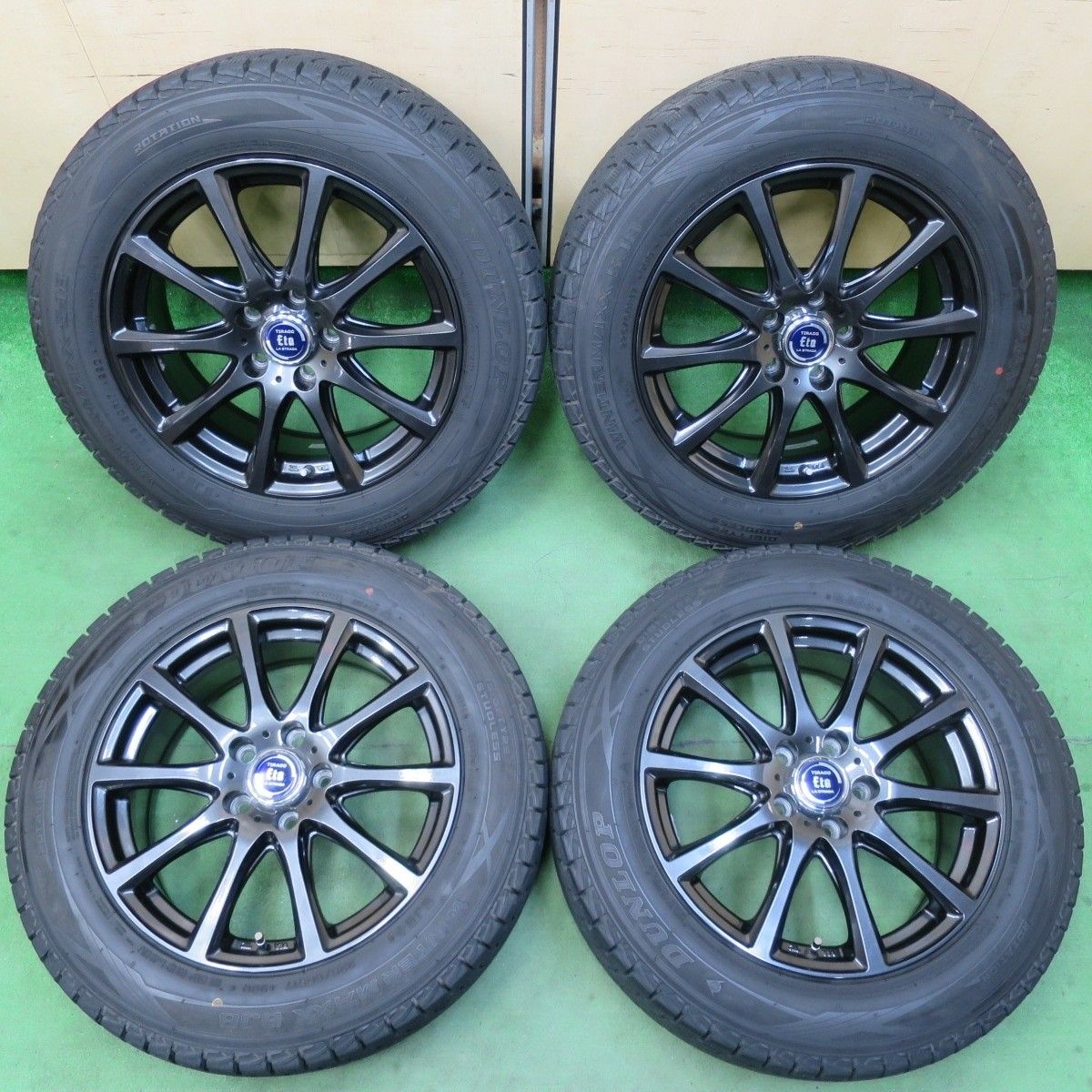 バリ溝 21年 キレイ 9.5分 スタッドレス 225 60R17 ダンロップ ウインターマックス SJ8 TIRADO Eta LA STRADA ティラード ラストラーダ 17インチ PCD114.3 5H 5031412イス