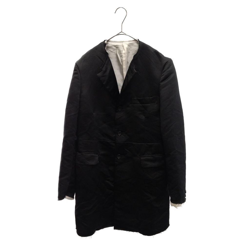 BLACK COMME des GARCONS (ブラックコムデギャルソン) 23SS ノーカラー カットオフ テーラードロングジャケット ブラック  1K-J011