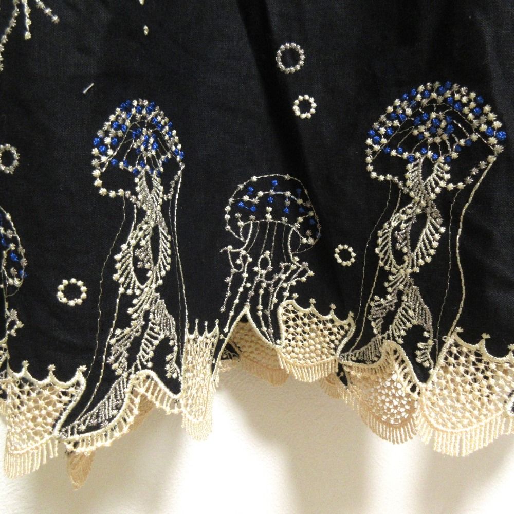 美品 21SS marble SUD マーブルシュッド リネンブレンド クラゲ刺繍  