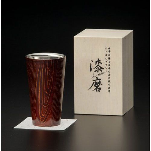 ウチキ 漆磨 漆塗りカップ 和然檀 わもだんぷらす ストレートカップ 赤 紫檀 二重構造 SCW L 202