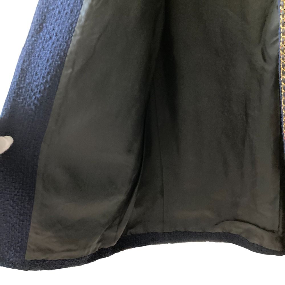 22AW MUSE de DEUXIEME CLASSE ミューズドゥーズィエムクラス chain tweed ジャケット サイズF ネイビー レディース 古着 GULLKHAN_COM