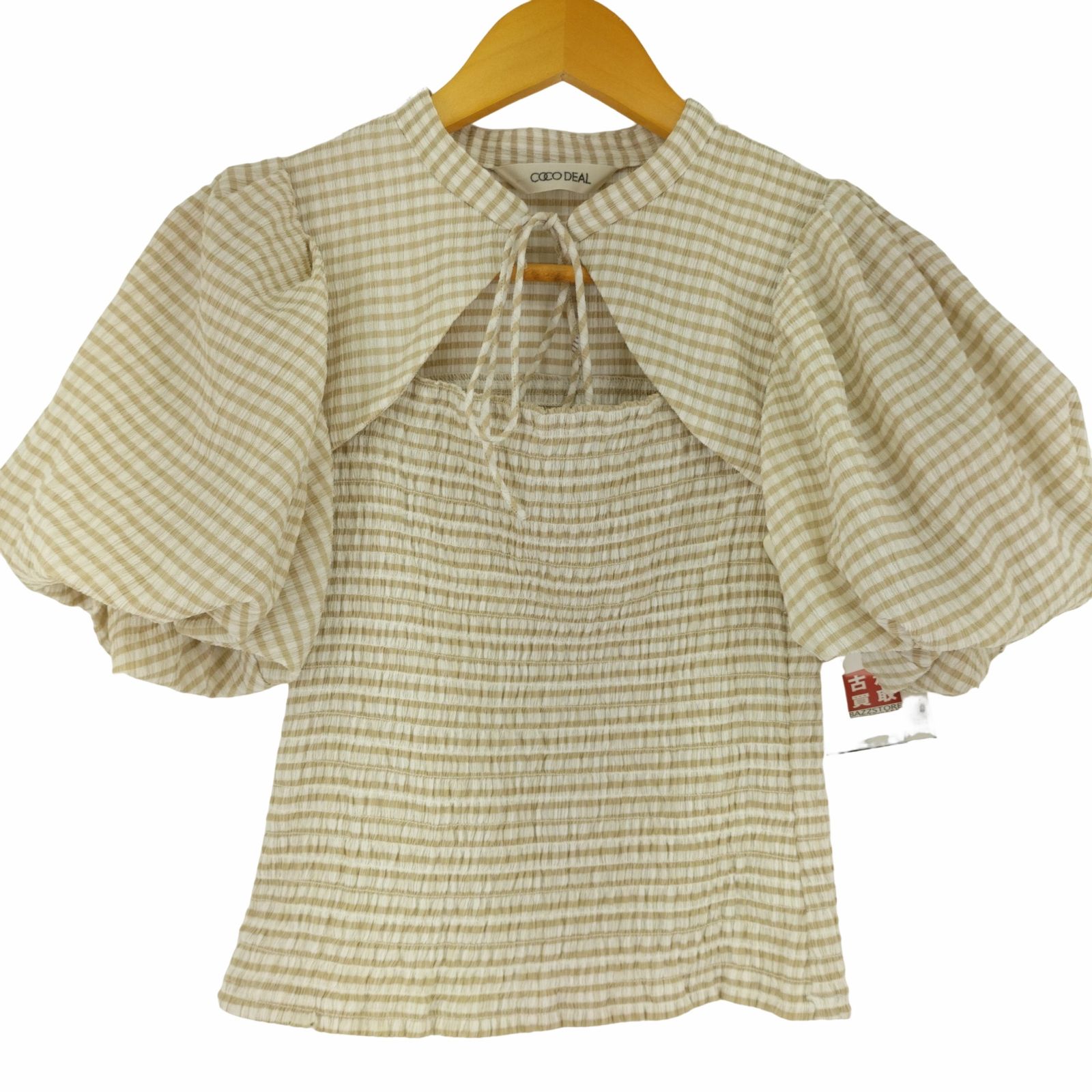COCO DEAL チェックパフスリーブブラウス ココディール COCODEAL/ シアーチェックパフスリーブブラウス 22