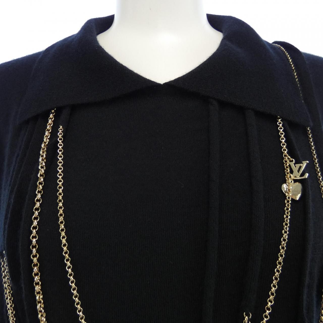 lui jewelry ルイ ジュエリー knit5 ニット ブラック Knit dress with rhinestones colour black | Liu Jo