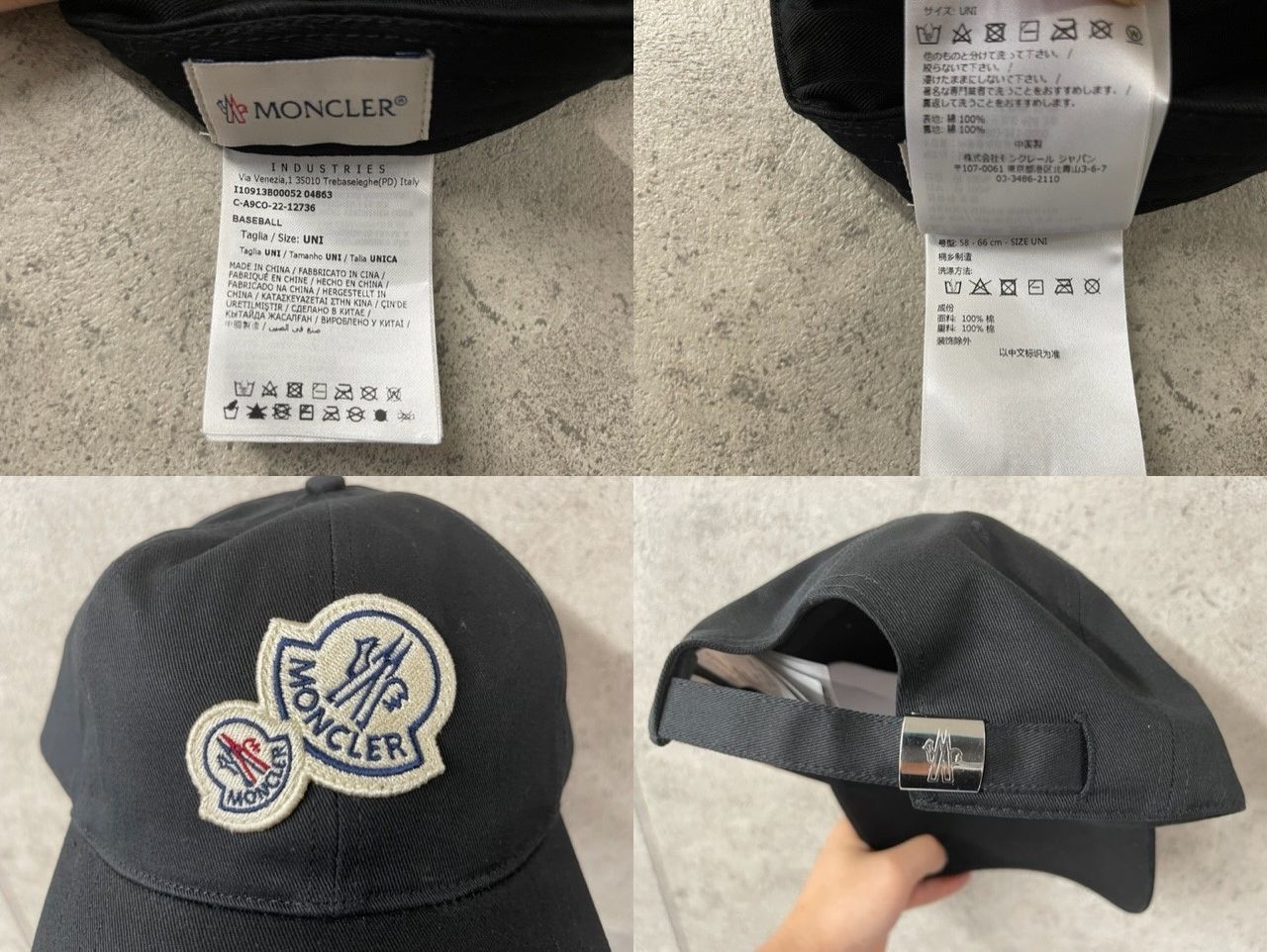サイズフリー■新品 本物■モンクレール ベースボールキャップ BB CAP 帽子 黒 ブラック メンズ