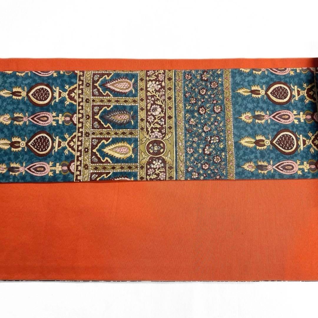 名古屋帯 唐花 塩瀬 アラベスク模様 ブルー 着物 帯 014a d - メルカリ 