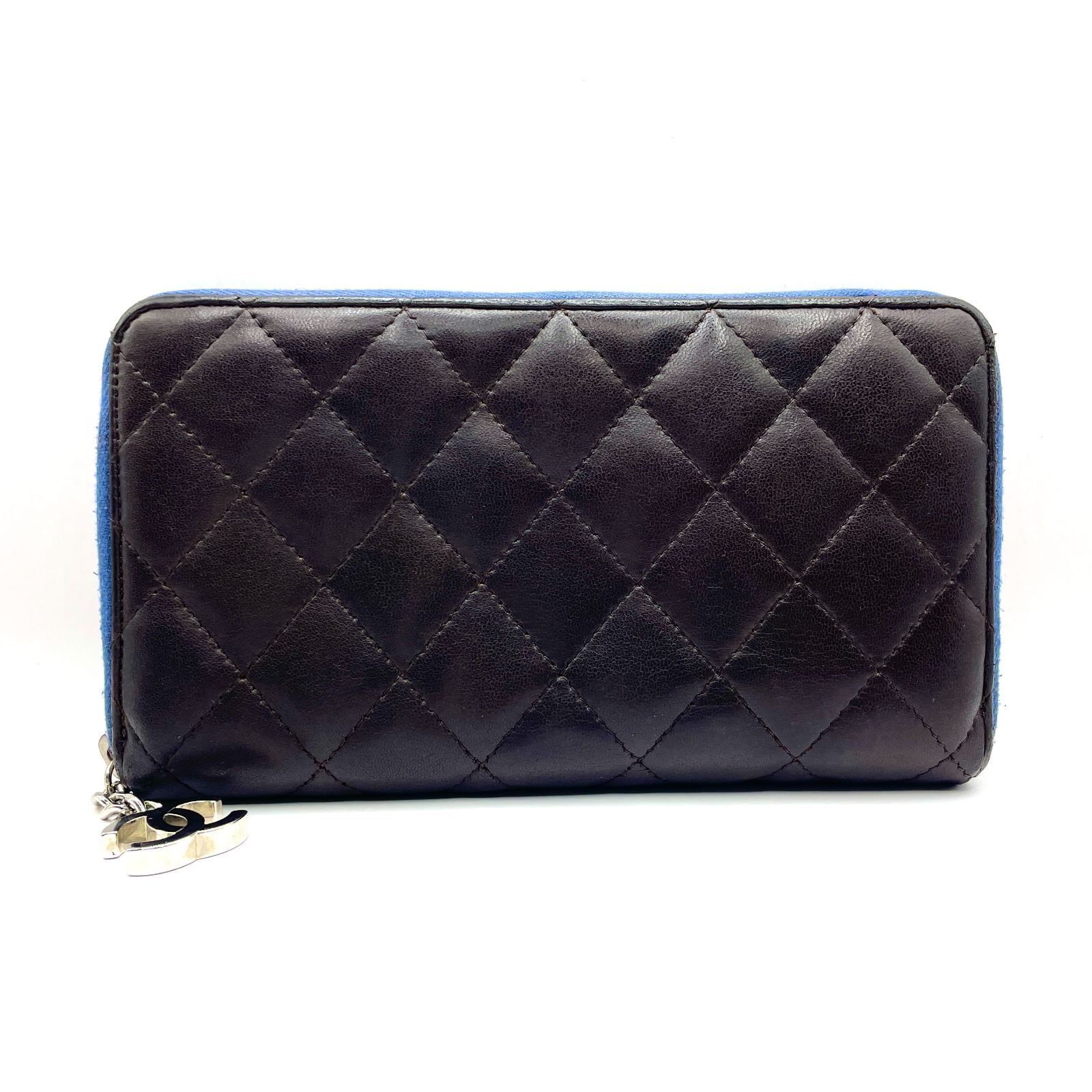 極美品 CHANEL マトラッセ ラムスキン ラウンドファスナー長財布
